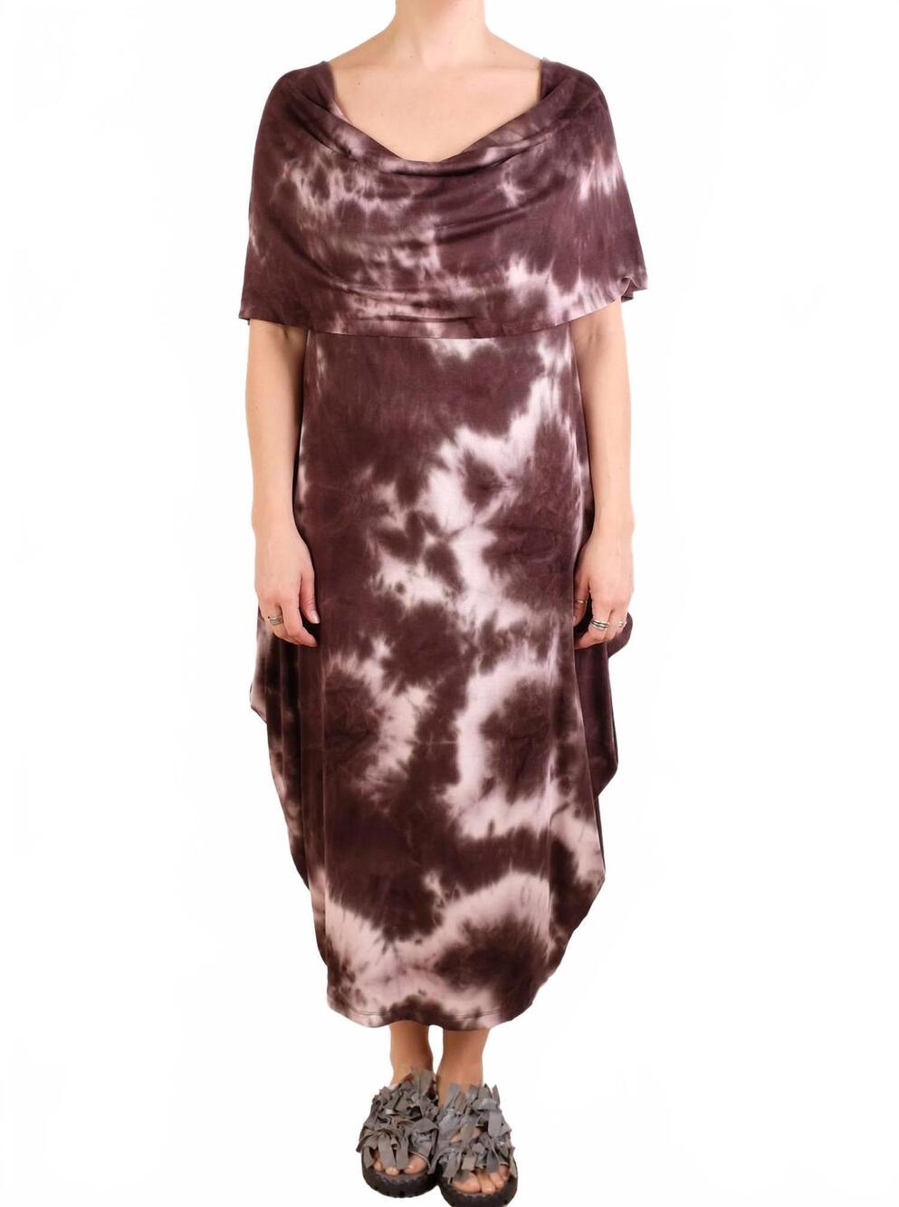 NEW ALEMBIKA tie dye jersey dress in tie dye brow